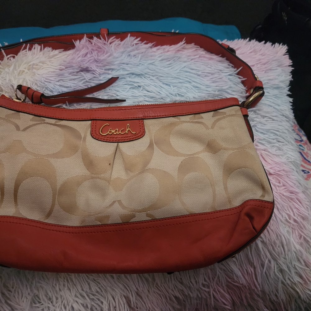Coach Red and Tan Shoulder Bag